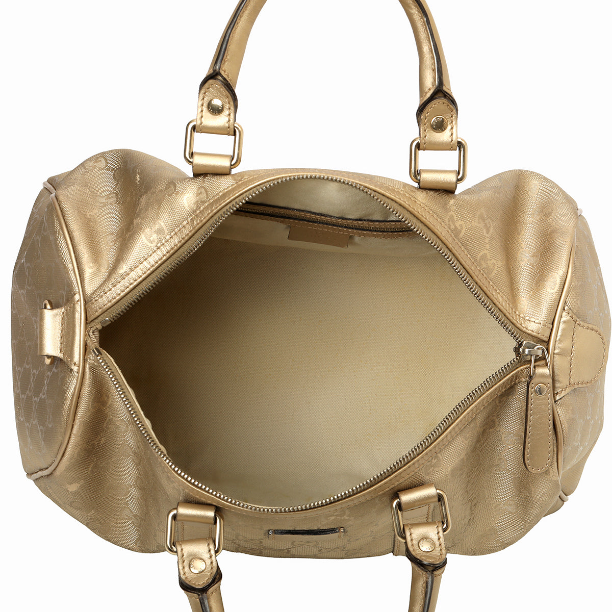 Gold GG Imprime Canvas Medium Joy Boston Bag