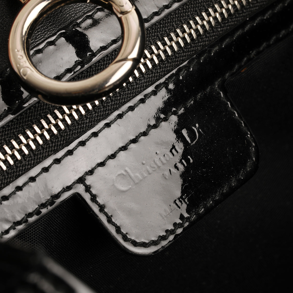 Black Croc-Embossed Patent Leather 61 Bag