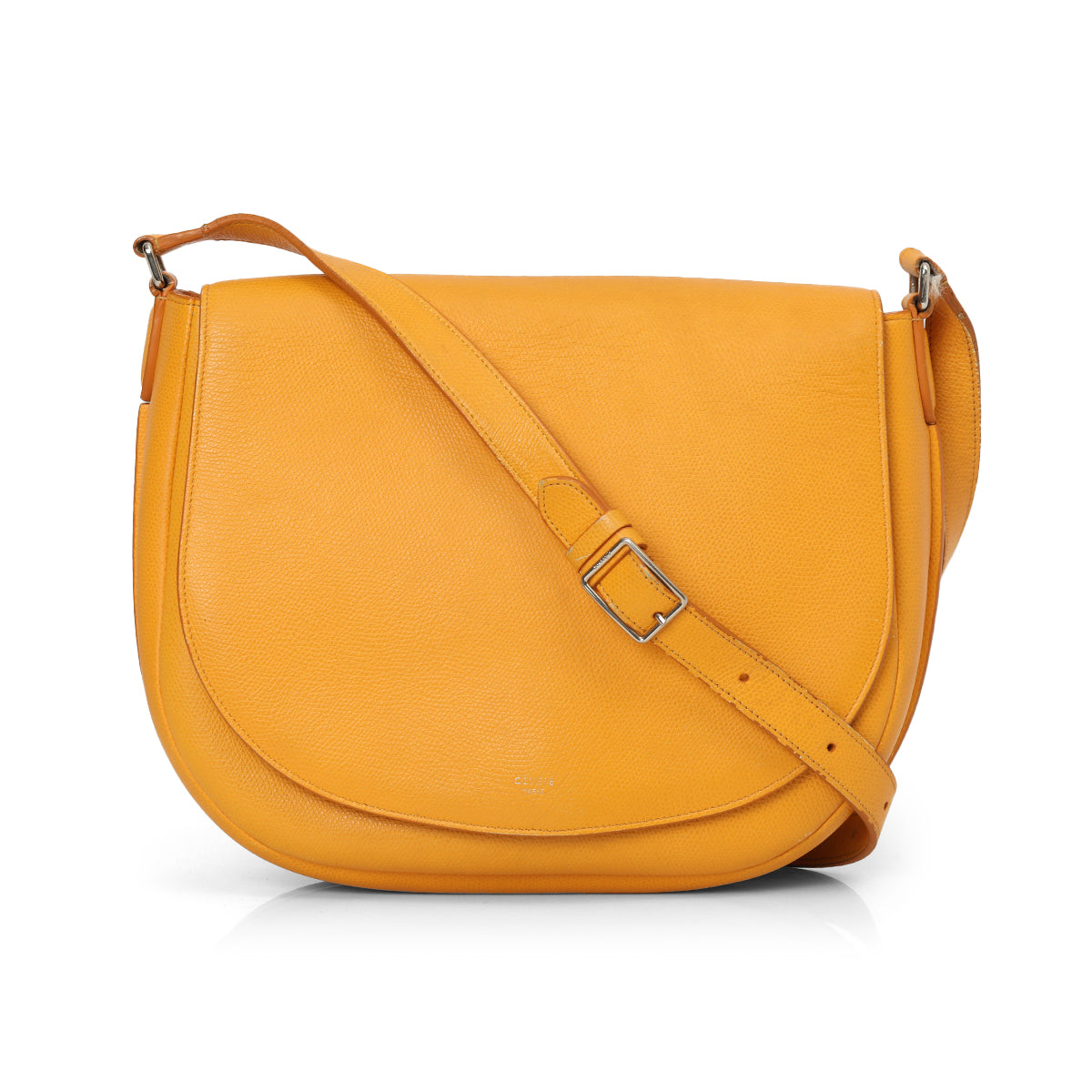 Yellow Calfskin Leather Crossbody Bag Medium