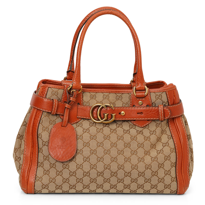 Pre-loved Gucci Beige/Orange Medium Satchel Bag