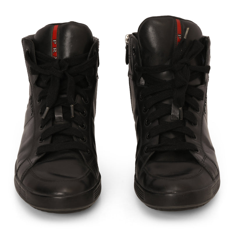 Pre-loved Prada High-Top Black Leather Shoes - 8.5