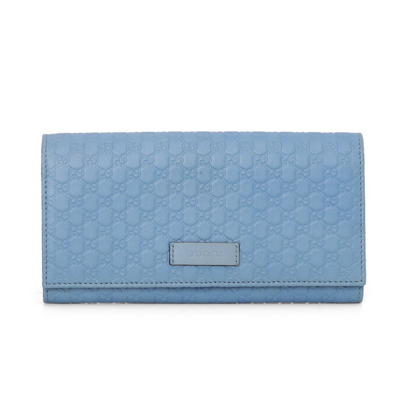 Gucci Blue Microguccissima Flap Wallet One Size