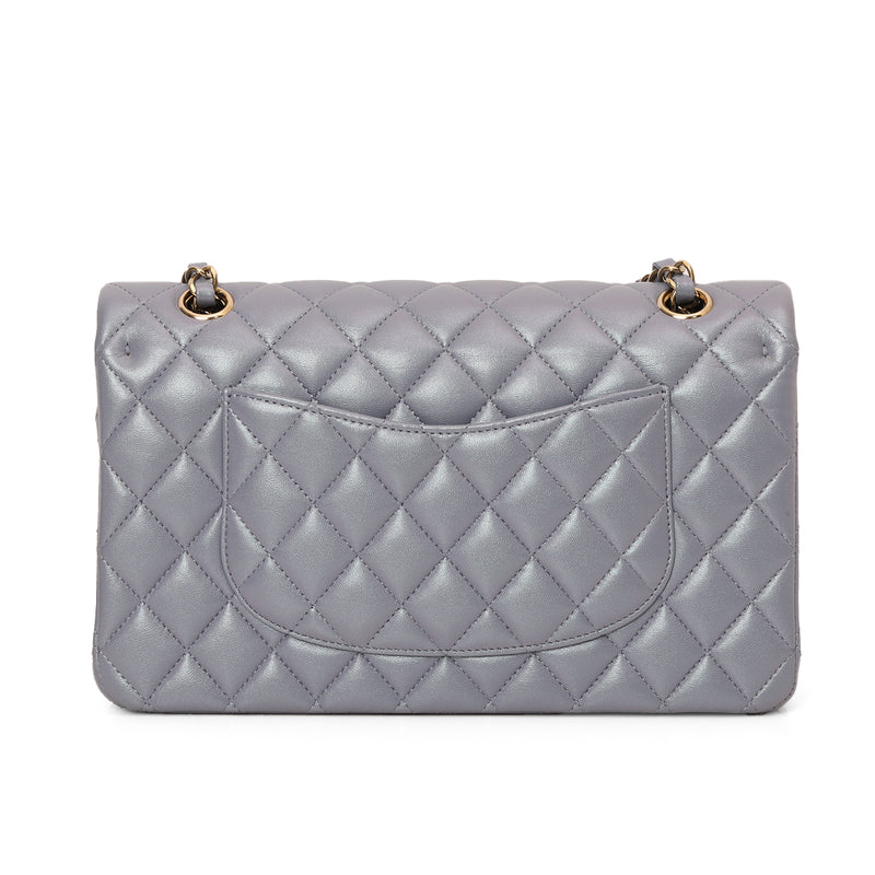Purple Metallic Classic Medium Double Flap Bag