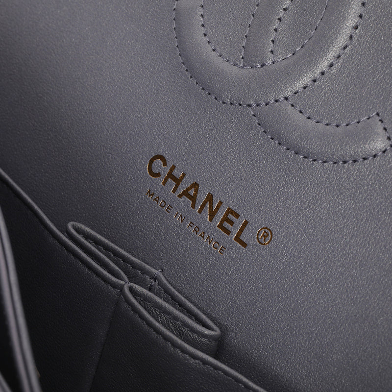 Purple Metallic Classic Medium Double Flap Bag