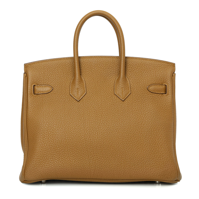Sac Birkin 25 verso veau Togo AK Bronze Dore/Blue Brum Bag