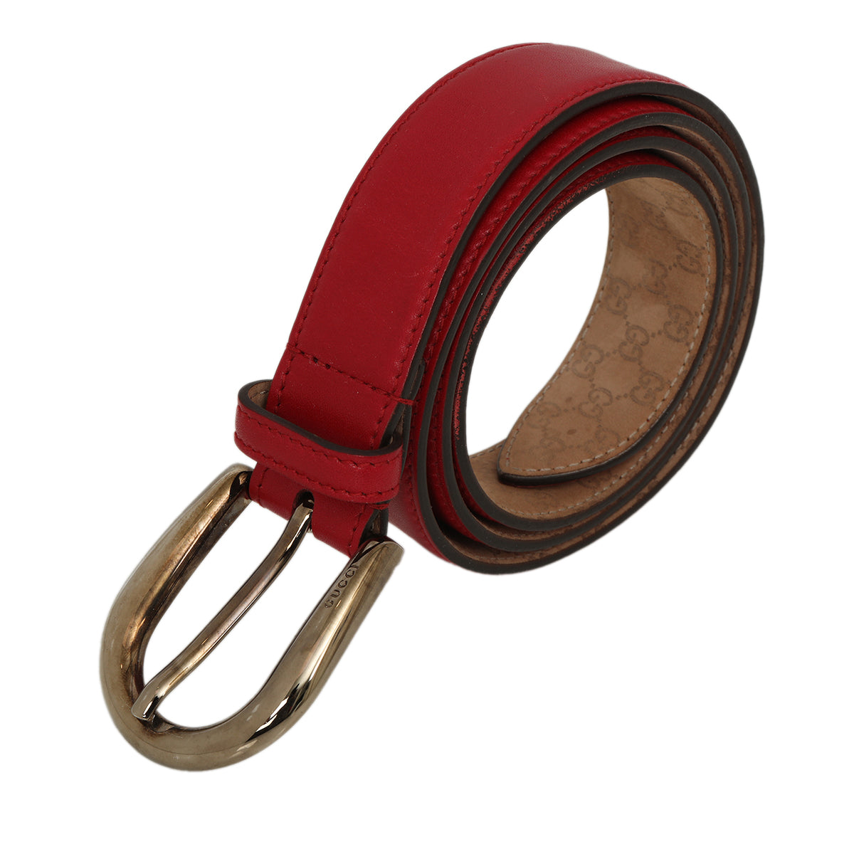 Red Leather Micro Guccissima Belt - 95/38