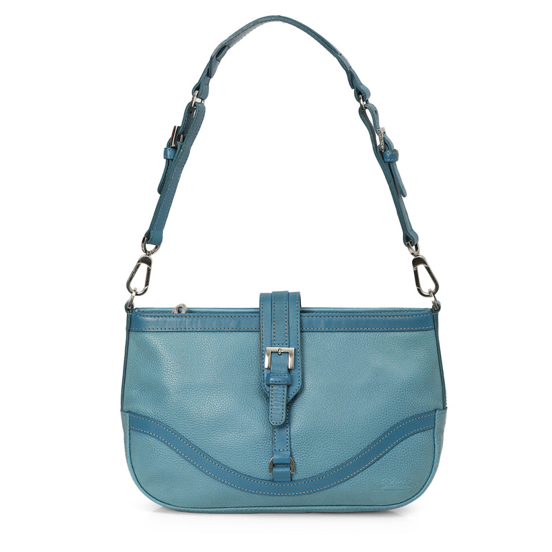 Pre-loved Long Champ Blue Leather Shoulder Bag One Size