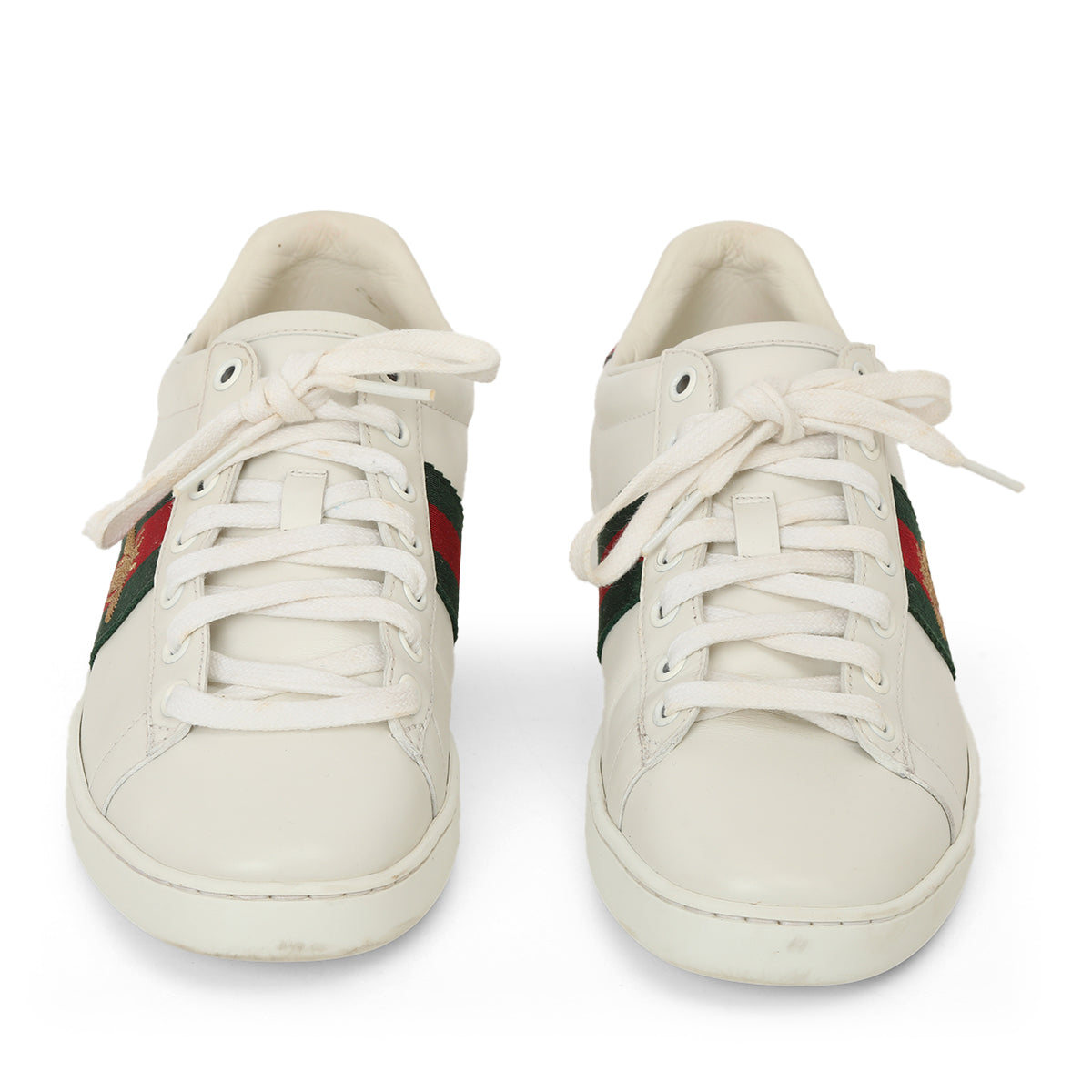 White Leather Ace Bee Web Low Top Sneakers - 38