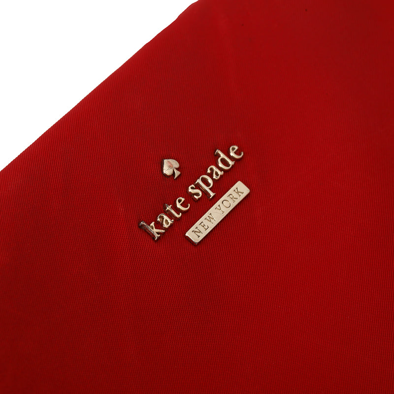 Red Nylon Leather Trim Tote