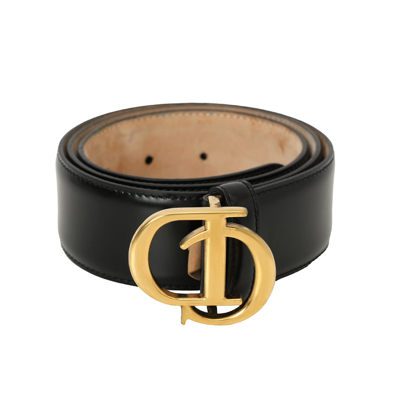 Preloved Christian Dior CD Initials 40mm Black Leather Belt Size: 85