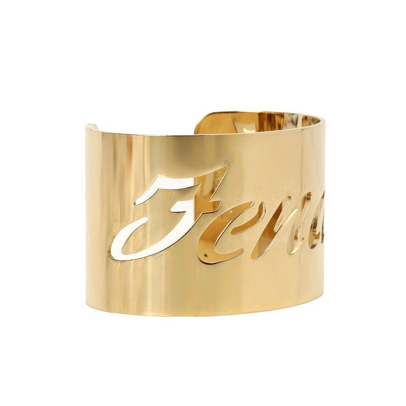 Fendi gold tone signature open cuff bracelet one size price