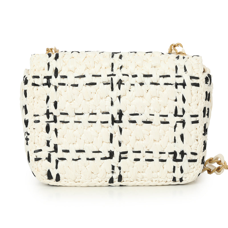 Chanel mini flap bag in raffia effect braided tweed price