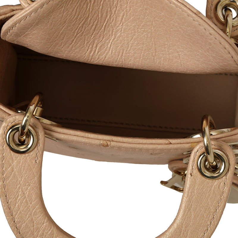 Women preloved Christian Dior Ostrich Micro Lady Dior Bag