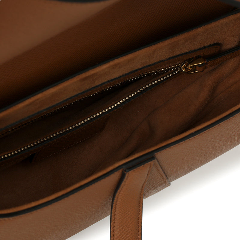 Classic Golden Saddle Bag In Grained Calfskin