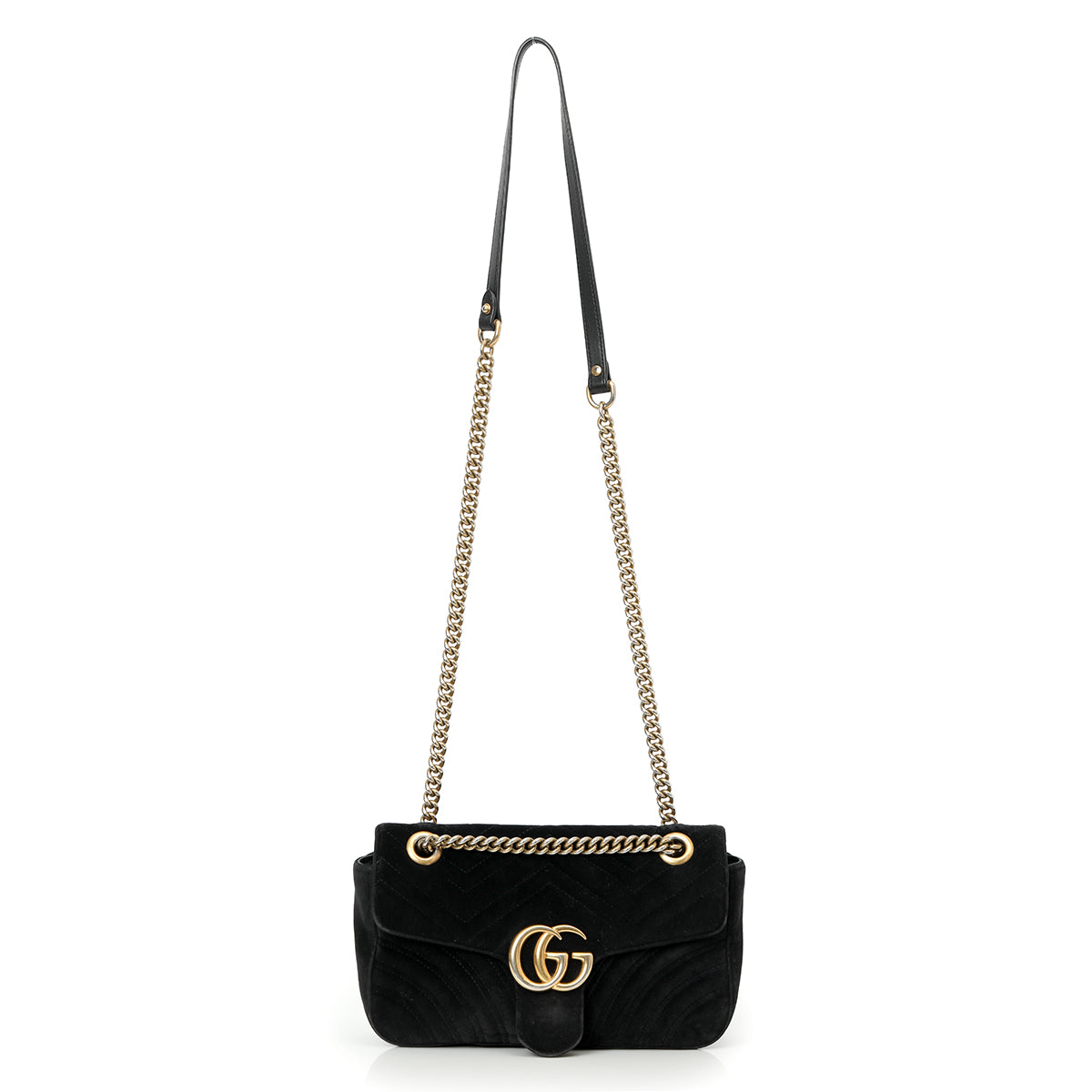 Black velvet gg Marmont Small Matelasse Shoulder Bag