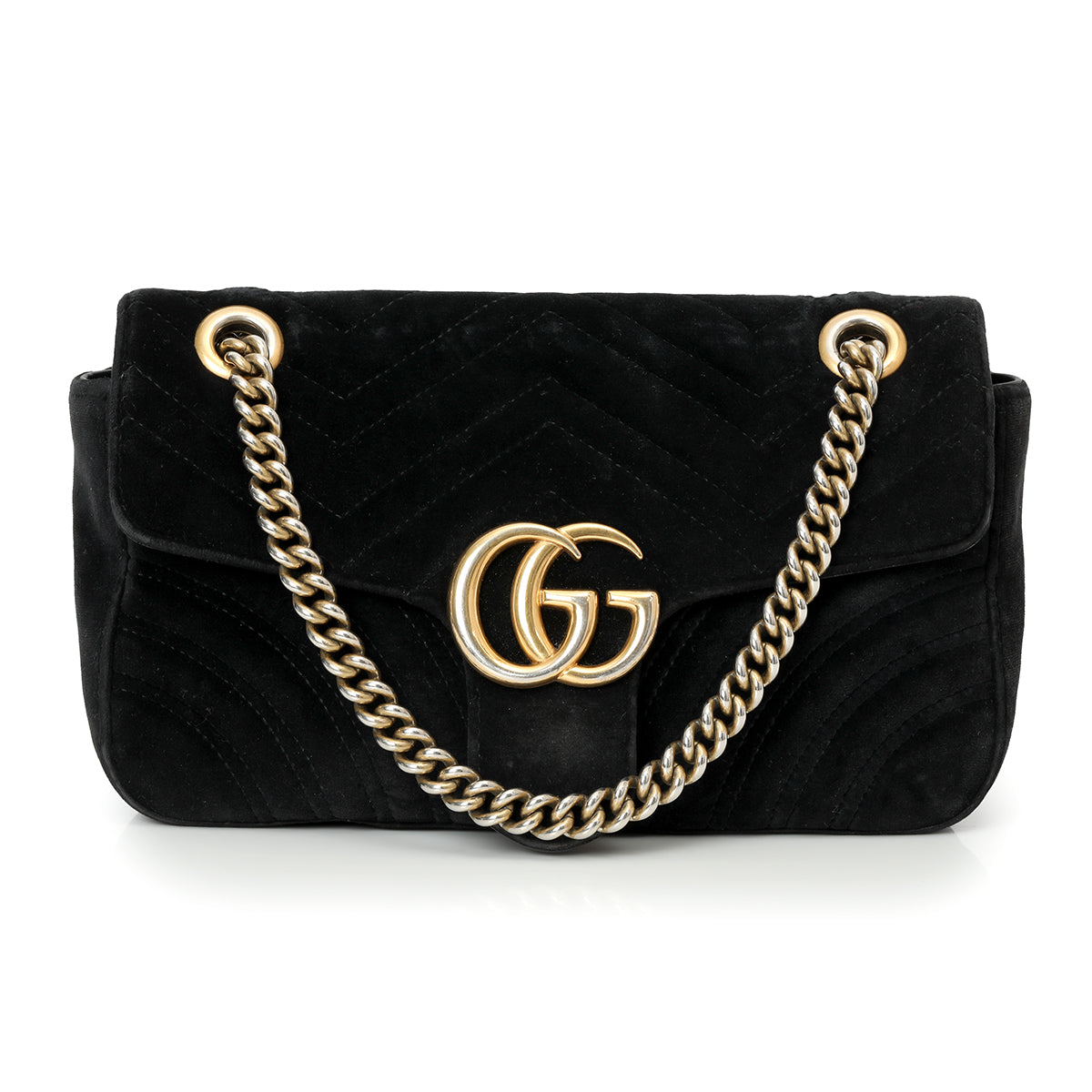 Black velvet gg Marmont Small Matelasse Shoulder Bag