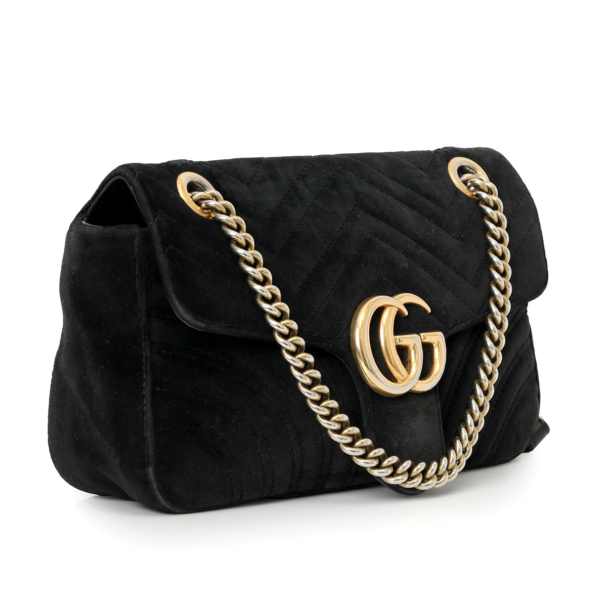 Black velvet gg Marmont Small Matelasse Shoulder Bag