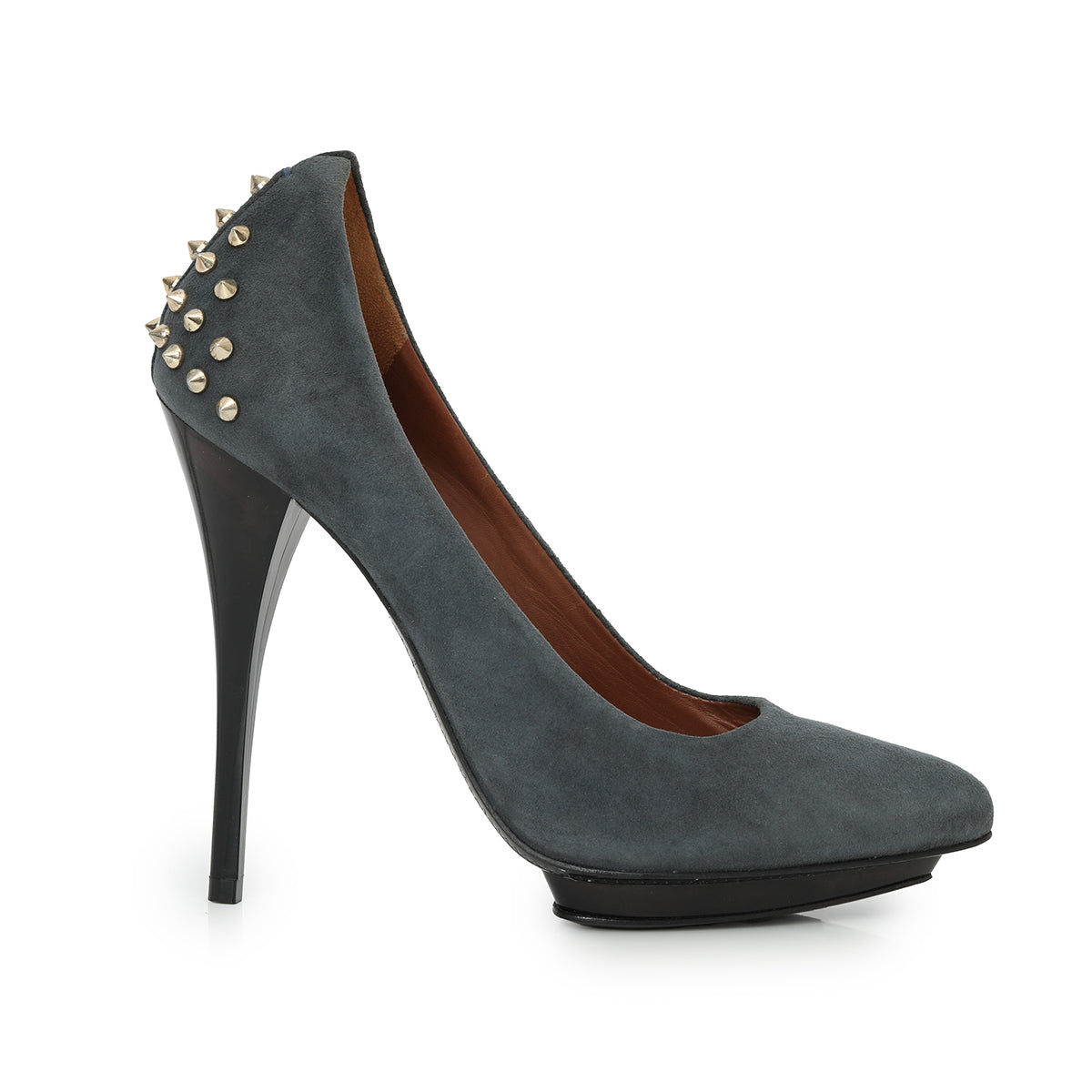 Alexander Mcqueen Grey Suede Studded Pumps Size: 37