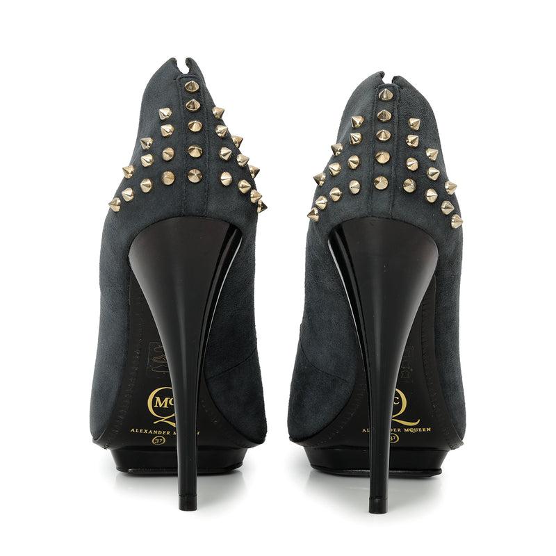 Grey Suede Studded Pumps Size: 37
