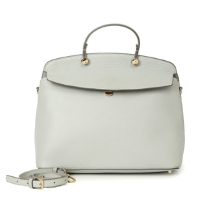 White Leather Small My Piper Top Handle Bag – Confidential Couture