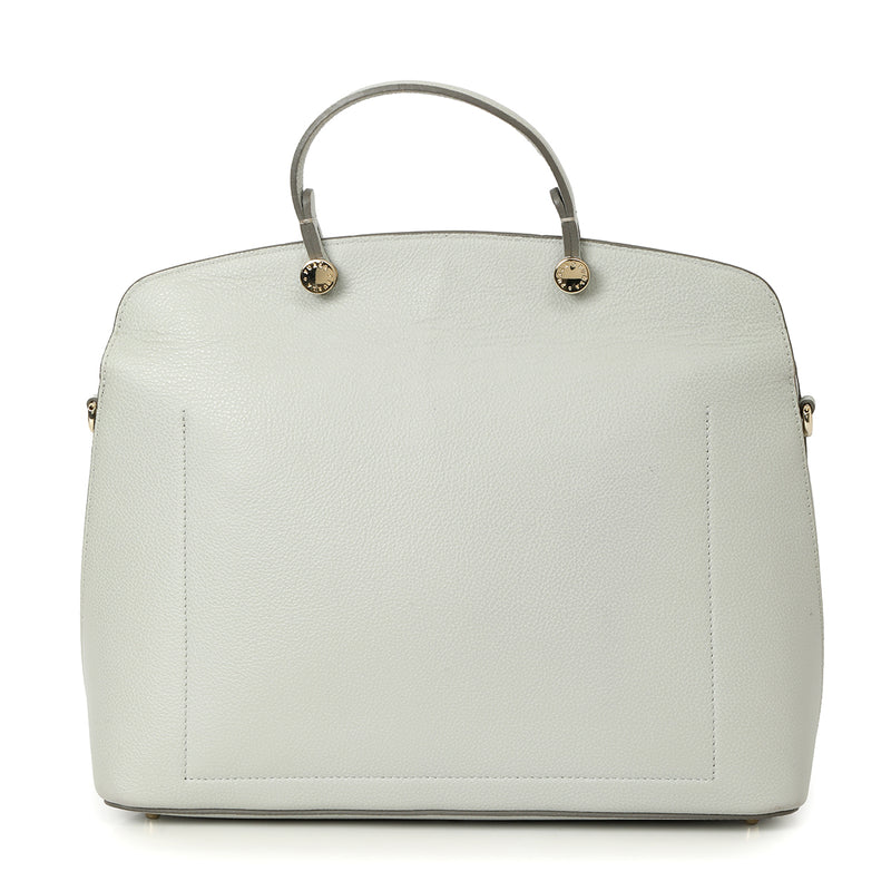 White Leather Small My Piper Top Handle Bag