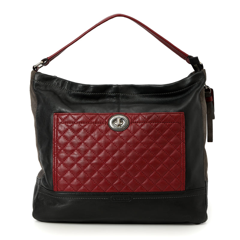 Preloved Coach Colorblock Leather Quilted Bag - Black Large