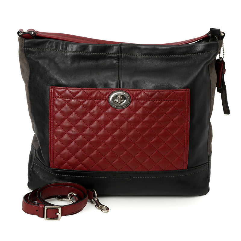 Coach colorblock leather quilted bag black large price