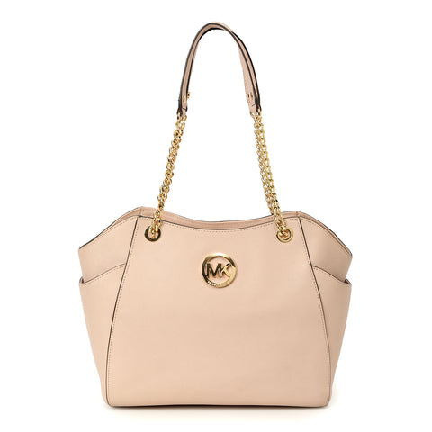 Powder Pink Leather Jet Set Travel Chain Tote