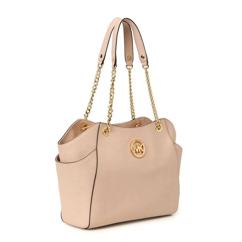 Michael Kors Powder Pink Leather Jet Set Travel Chain Tote