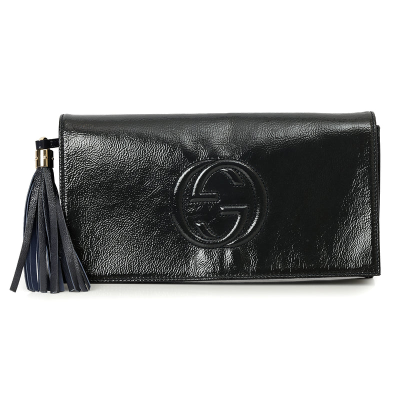 Preloved Gucci Blue Patent Leather Soho Disco Clutch One Size