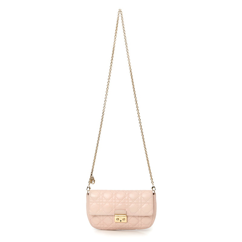 Pale Pink Cannage Quilted Lambskin Leather Miss Dior Promenade Pouch Bag One Size