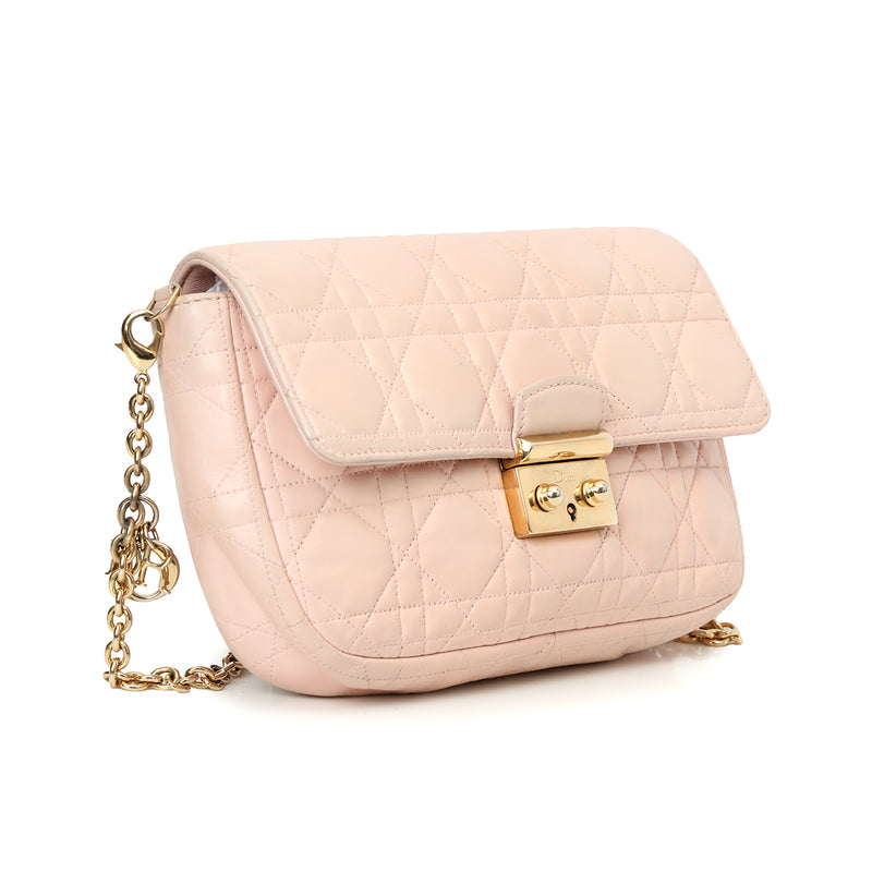 Pale Pink Cannage Quilted Lambskin Leather Miss Dior Promenade Pouch Bag One Size