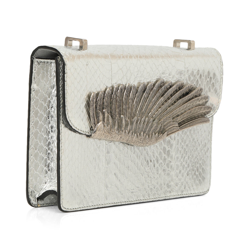 Alexander McQueen Wing Metallic Embossed Snakeskin Crossbody Bag One Size