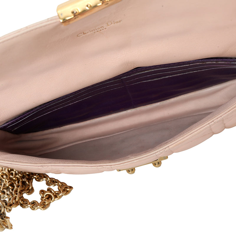 Pale Pink Cannage Quilted Lambskin Leather Miss Dior Promenade Pouch Bag One Size