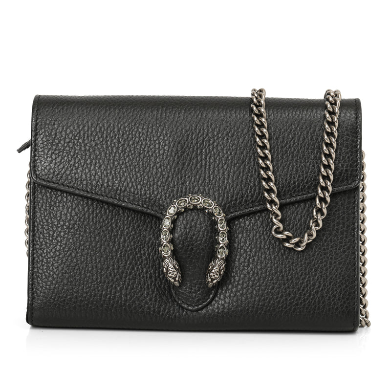 Gucci Dionysus Black Grained Leather Mini Chain Bag