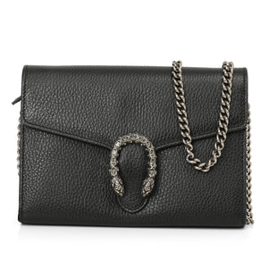Dionysus Black Grained Leather Mini Chain Bag