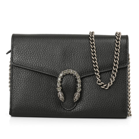 Dionysus Black Grained Leather Mini Chain Bag