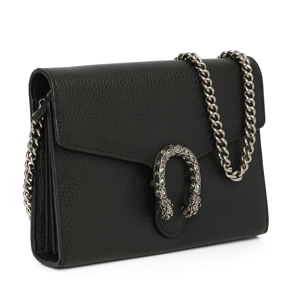 Dionysus Black Grained Leather Mini Chain Bag