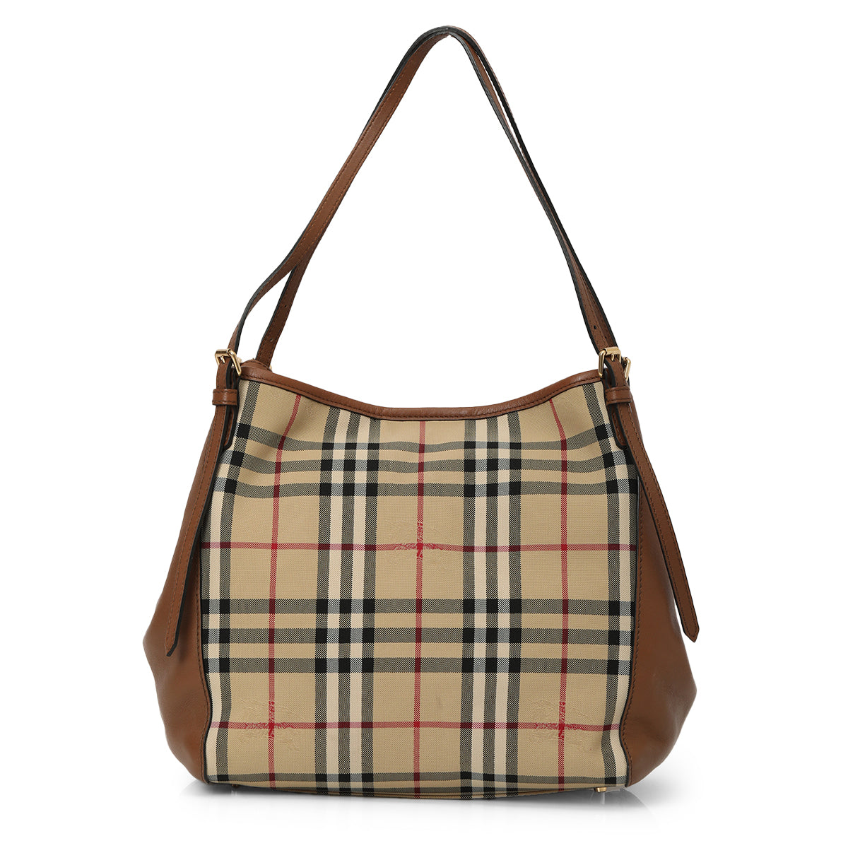 Tan Leather Horseferry Check Canvas Canterbury Tote One Size