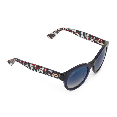 Round Frame Blue Tinted Sunglasses One Size