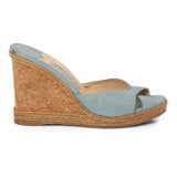 Blue Leather Almer 105 Cork Espadrille Wedges - 39.5