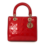 Red Cannage Patent Leather Medium Lady Dior Tote