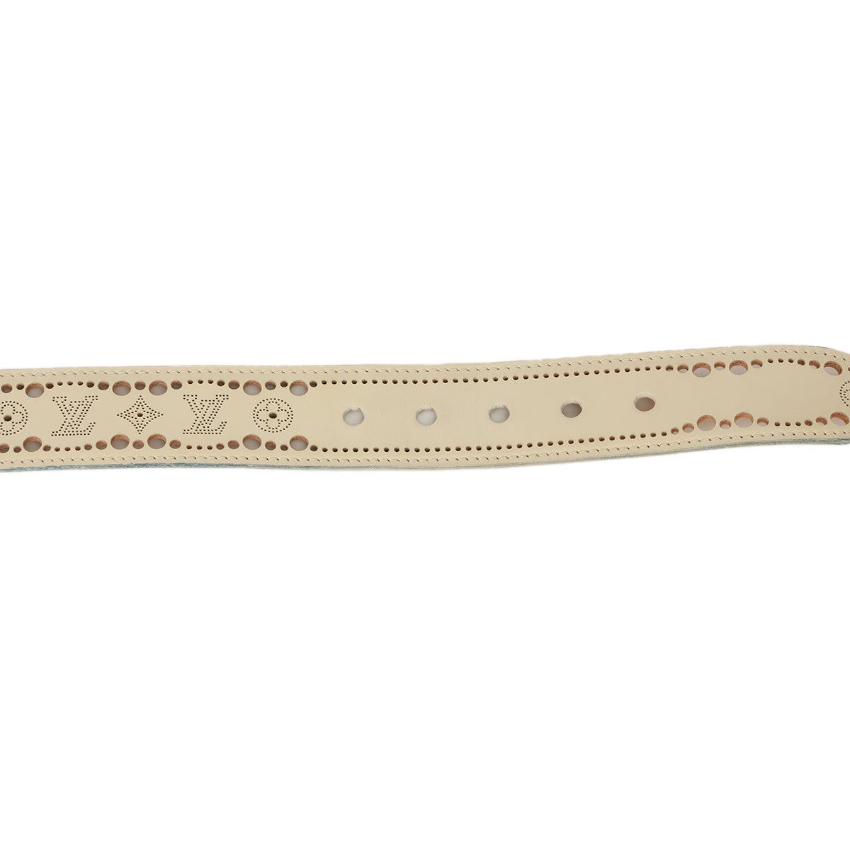 Ivory Perforated Mahina Phoenix Leather Belt Size: 36/90