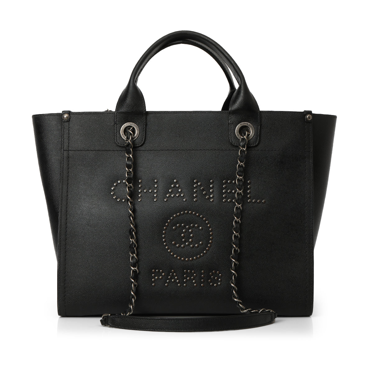 Caviar Leather Studded Dauville Tote Small