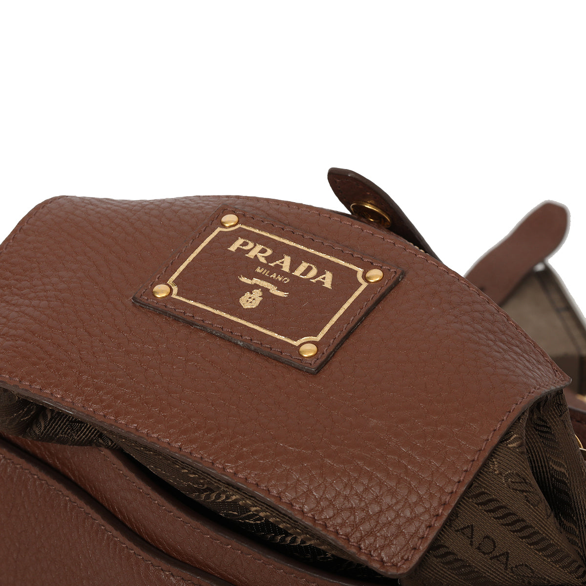 Brown Leather Pushlock Flap Top Handle Bag