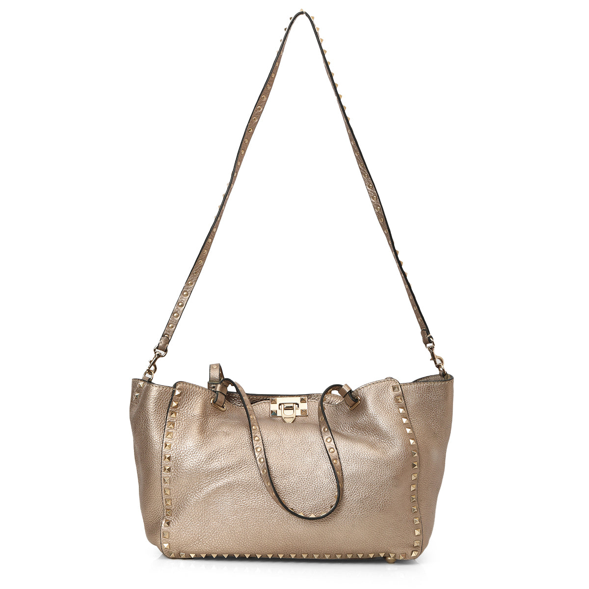 Metallic Grey Rock Stud Medium Tote