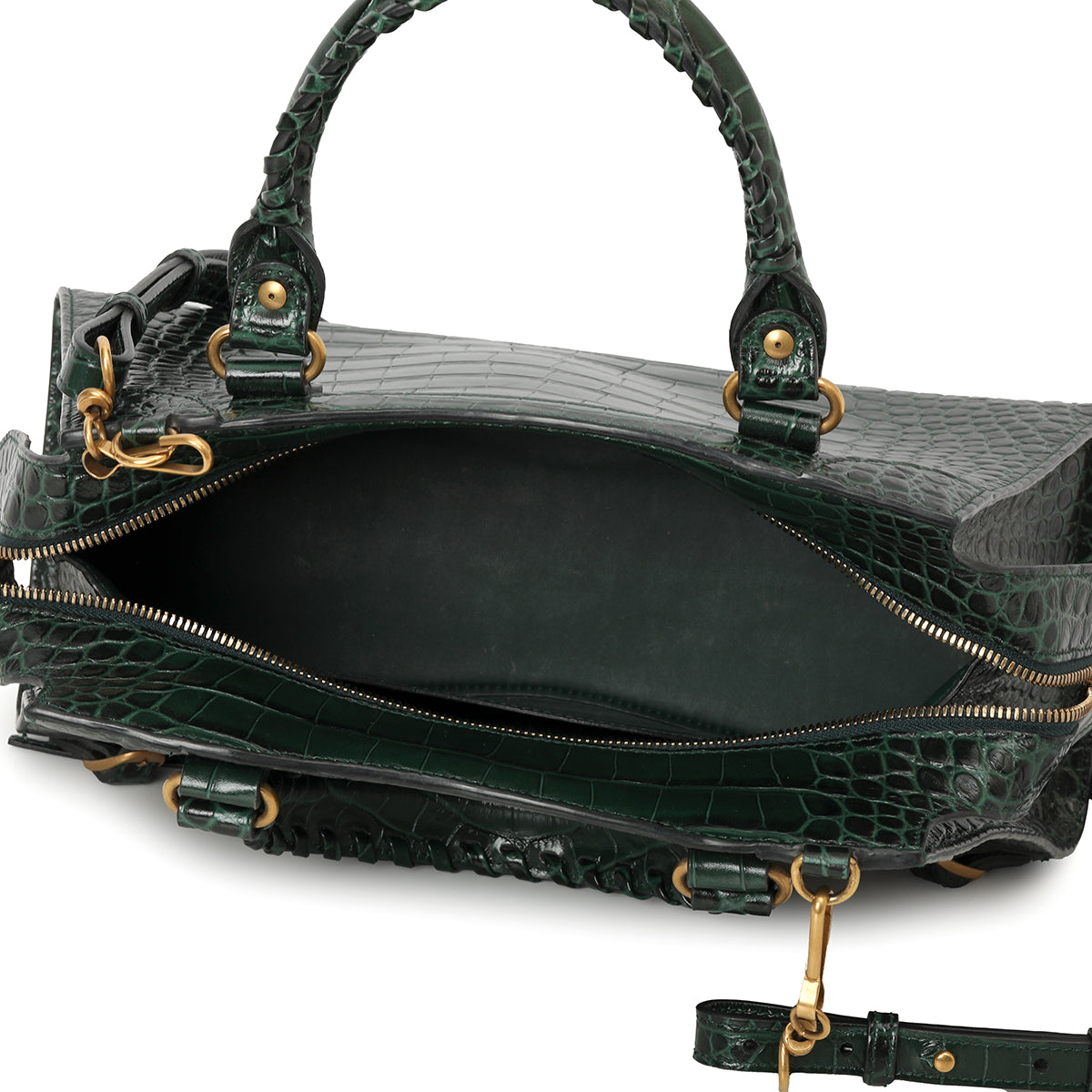 Croc-Embossed Calfskin Leather Neo Classic Small City Bag