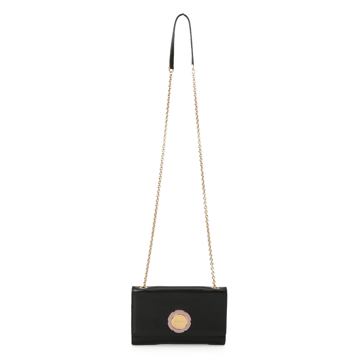 Flower Black Calfskin Crossbody Bag One Size