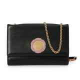 Flower Black Calfskin Crossbody Bag One Size