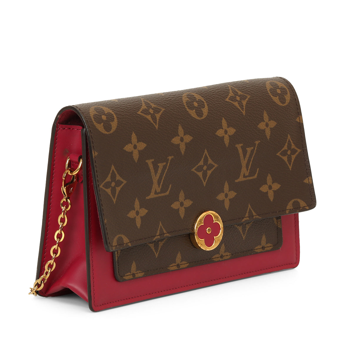 LV Fuchsia Monogram Flore Chain Wallet